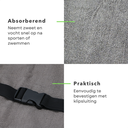 Cheqo® Badstof Autostoelhoes – Zwarte Elastische Stoelhoes – Waterabsorberend & Zweetbestendig – Universele Fitting – Wasmachinebestendig – Autostoel Cover met Klipsluiting – Stoelbescherming voor Sport & Kinderen