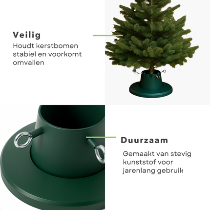 Cheqo® Kerstboomstandaard - Kerstboom Tot 2,1 Meter - Stevige Constructie - Ruimtebesparend Ontwerp - Veelzijdige Compatibiliteit - Betrouwbare Basis - Kunststof Materiaal - Compact Opbergen - Kerstboomstam 35-105 mm - Veilige Opstelling