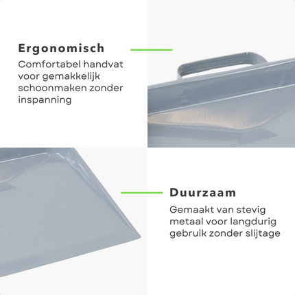 Cheqo® Blik - Metalen Stofblik Grijs - Duurzaam - Handvat voor Huishoudelijk Gebruik - Blik voor Stoffer en Blik