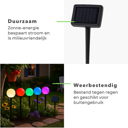 Cheqo® Solar Tuinverlichting - Buitenverlichting Op Zonne-Energie - Sfeerverlichting Tuin - Rgb-Verlichting - Warm Wit Licht - Automatische Inschakeling - Weerbestendig Materiaal - Grondverlichting - Zonnepaneel Inbegrepen - Set Van 5 Lampen