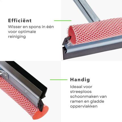 Cheqo® Raamtrekker Met Spons - Raamwisser - Raamwasser Auto - Autoruit Schoonmaken - Voor Ramen Schoonmaken