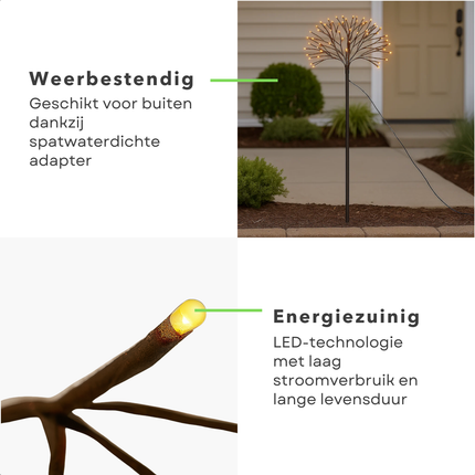 Cheqo® Led Boom 100 Cm - Kerstboom 240 Led’s - Warm Wit Verlichting - Ledboom - Tuinsteker - Grondspies - Flexibel Takjes - Buigbare Takken - Spatwaterdicht - IP44 Adapter - Energiezuinig - Buitenverlichting