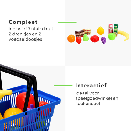 Cheqo® Speelgoed Winkelmandje - Winkelmandje Speelgoed - Boodschappenmandje Speelgoed - Winkelmandje Met Boodschappen - Winkelmandje Met Speelvoedsel - Speelgoed Winkelmand Met Boodschappen - Boodschappen Set Speelgoed - Rollenspel Boodschappen