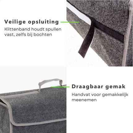 Cheqo® Duurzame Opvouwbare Auto Organizer - 16,8L - Trunkliner Materiaal - Gereedschap Opbergen in Auto - Opbergtas voor Kofferbak Auto & Fiets