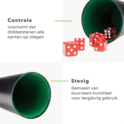Cheqo® Pokerbeker - Beker voor Dobbelstenen - Dobbelbeker - Dobbelstenen Beker - Zwart