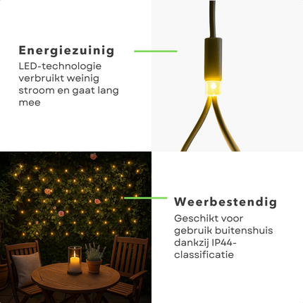 Cheqo® Buxus Netverlichting - Kerstverlichting - Kerstlampjes - 100 LED Lampjes - Warm Wit Licht - Buxus Verlichting - Energiezuinige Led's - Geschikt voor Buiten - IP44 Adapter - 90 CM Diameter - LED Netverlichting - Buxusbol Verlichting