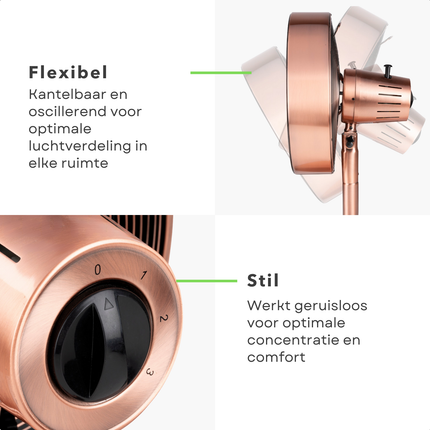 Cheqo® Tafelventilator - Tafel Ventilator - Bureau Ventilator - 30cm - 3 Snelheden - Oscillerend - Rosé