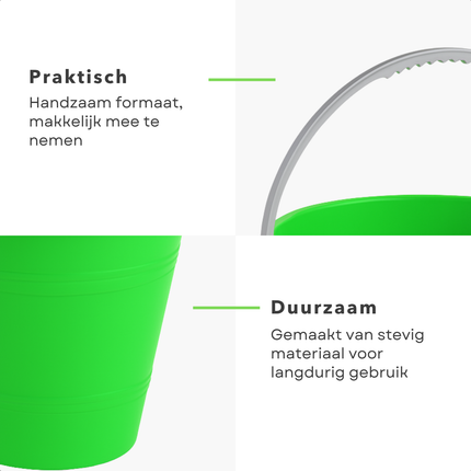 Cheqo® Plastic Emmer - Strand Emmer - Zandbak Speelgoed - Emmertje - Emmer - Kinderspeelgoed Buiten - Met Handvat voor Strandplezier
