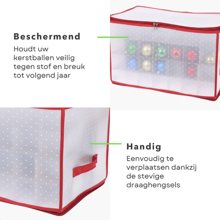 Cheqo® Kerstballen Opbergdoos - Opvouwbare Opbergdoos - Opbergbox Voor Kerstballen - Kerstdecoratie Opbergen - Opbergood Voor Kerstballen - Opbergdoos Met Rits - Kunststof Opbergdoos - Kerstbal Organizer