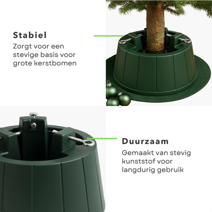 Cheqo® Kerstboomstandaard - Kerstboomvoet - Stabiele Kerstboomstandaard - Kerstboomstandaard Kunststof - Kerstboomstandaard Tot 2,6 Meter - Stevige Constructie - Kerstboomstandaard Zonder Gereedschap - Kerstboomstandaard Stamdiameter 35-130 mm