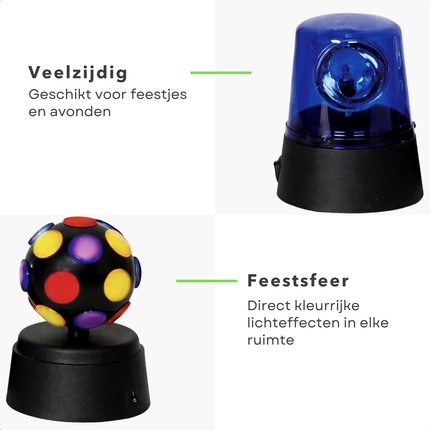 Cheqo® Discolamp Set - Disco Lamp Set - Discolampen Set - Disco Licht Set - Party Lights Set - Feestverlichting Set - Mini Discolamp - Disco Bal Lamp - Party Licht