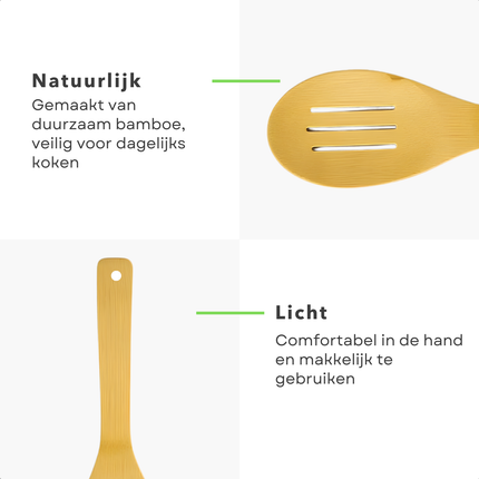 Cheqo® Bamboe Spatelset - 3-Delig - Keukenaccessoires - Duurzame Spatels - Milieuvriendelijk - Kookgerei Set - Hittebestendig - Lichtgewicht Ontwerp - Natuurlijke Uitstraling - Spatels Voor Koken - Bamboe Keukengerei