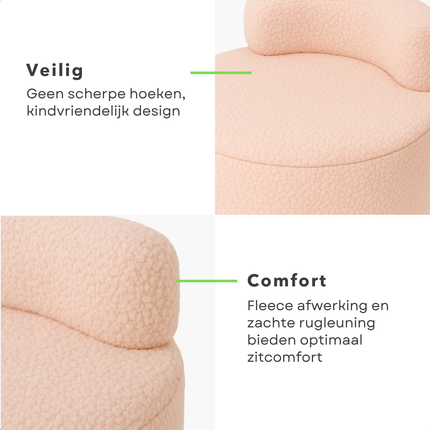 Cheqo® Poef met Opbergruimte - Opbergpoef - Kinderpoef Roze - Zachte Fleece Opbergstoel - Comfortabele Kinderzit