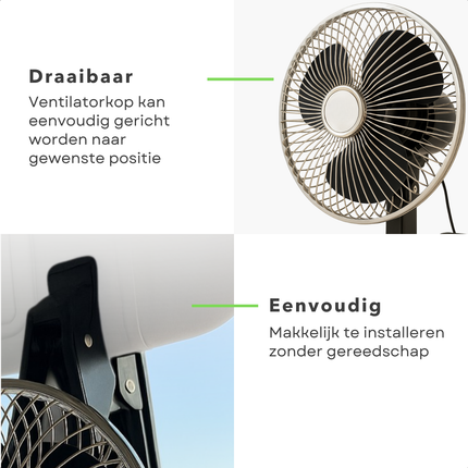 Cheqo® Clip Mini Ventilator - Portable Ventilator - Fan - 24V - Zwart - Voor Auto en Vrachtwagen