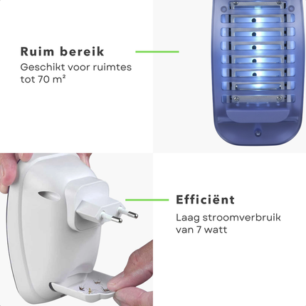 Cheqo® Insectenkiller - Insectendoder - Insectenlamp - Vliegenlamp - Vliegenvanger Elektrisch - Muggenlamp - Muggenvanger - Muggenstekker - Insectenverdelger - Elektrische Insectendoder - UV Insectenlamp