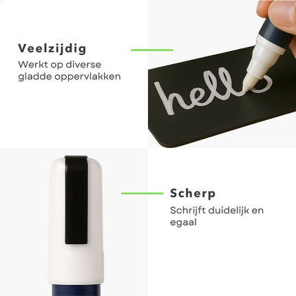 Cheqo® Krijtstiften - Krijt Stift - Krijtbord Stift - Krijt Pen - Krijtbord Pen - Voor Schoolborden en Glas - Uitwisbaar - Set van 2
