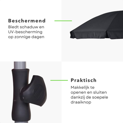 Cheqo® Tuinparasol Antraciet 250 cm - Parasol - Verstelbaar Aluminium Frame - Waterdicht Polyester
