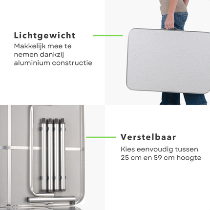 Cheqo® Campingtafel - Inklapbare Campingtafel - Kampeertafel - Inklapbare Tafel - Klaptafel - Vouwtafel - Opvouwbare Tafel - Camping Tafel - Bijzettafel Camping - Kindertafel Inklapbaar - Lage Campingtafel - Campingtafel Verstelbaar