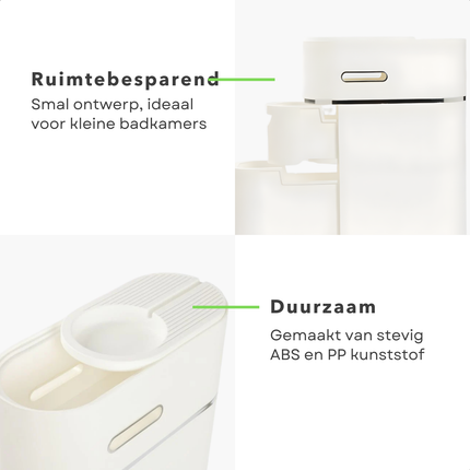 Cheqo® Smalle Badkamerkast - Hoge Badkamerkast - Badkamerkast Vrijstaand - Staande Badkamerkast - Badkamerkast Met Schuiflades - Badkamerkast Op Wieltjes - Witte Badkamerkast