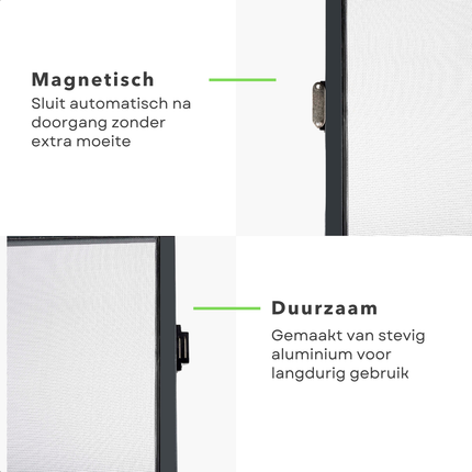 Cheqo® Magnetische Hordeur - Insectenwerend - Vliegengordijn - Deurgordijn - Horgordijn - Voor Balkon en Achterdeur - Aluminium Frame