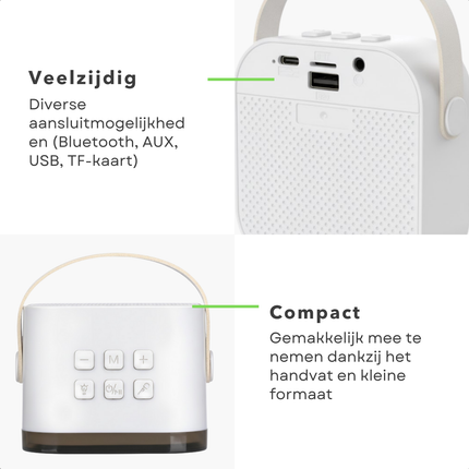 Cheqo® Draadloze Karaoke Set - Karaoke Set Mini - Compacte Karaoke Set - Draadloze Microfoon - RGB-Verlichting - Karaoke Voor Kinderen - Karaoke Voor Volwassenen - Bluetooth - AUX- USB - Party Speaker - Bluetooth Speaker