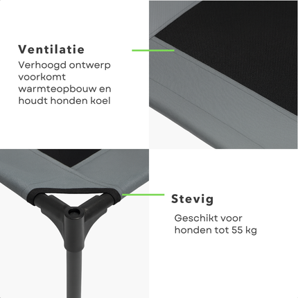 Cheqo® Verhoogd Hondenbed - Groot Hondenbed - Ademend Hondenbed - Hondenbed Op Pootjes - Hondenbed Voor Grote Honden - Draagbaar Hondenbed - Hondenbed Met Draagtas - Hondenbed Voor Buiten - Hondenbed Met Ventilatie