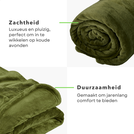 Cheqo® XL Warme en Zachte Fleece Deken - 150 x 200 cm - Donkergroen - Fleece Deken - Fleece Plaid - Super Zacht - Plaid voor op de Bank - Bed - Woonkamer - Decoratie Plaid Plaids