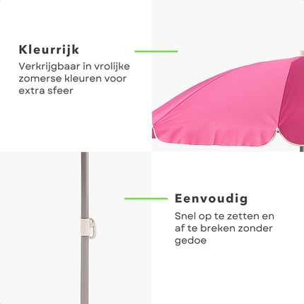 Cheqo® Strandparasol 200 cm - Strand Parasol - Ook voor Balkon - UV-bescherming - Opvouwbaar en Kleurrijk - Ideaal voor Strand