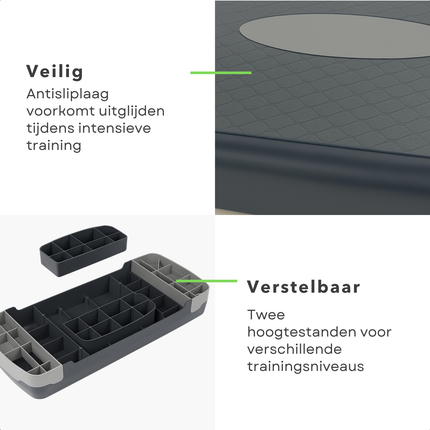 Cheqo® Verstelbare Aerobic Step 10-15 cm – Fitness Stepper met Anti-Slip Laag – Stepbank voor Thuis en Sportschool – Step Aerobics – Krachttraining & Conditietraining – Draagvermogen 150 kg – Opstapbankje