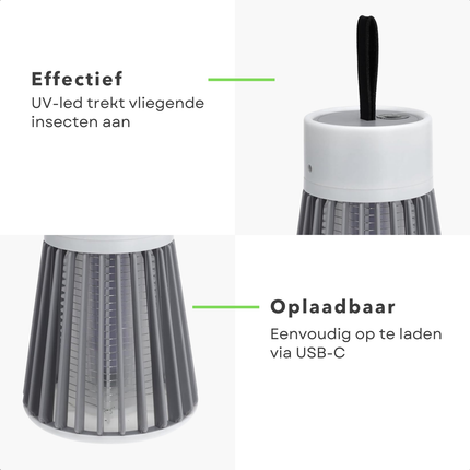 Cheqo® Muggenlamp - Insectenlamp - Vliegenlamp - Muggenvanger - Vliegenvanger - Elektrische Muggenlamp - Elektrische Insectenlamp - Uv Muggenlamp - Uv Insectenlamp - Elektrische Insectendoder - Insectenbestrijder - Oplaadbare Muggenlamp