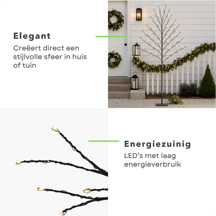 Cheqo® Verlichte Boom - LED Kerstboom- Warm Witte LED Lampjes - Kerstdecoratie Buiten - LED Boom - Spatwaterdicht - Buitenverlichting - Kerstverlichting Met Adapter - 248 LED Lampjes - IP44 - 200cm