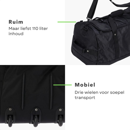 Cheqo® Reistas Met Wielen - Reistas Op Wielen - Reistas Trolley - Trolley Reistas - Weekendtas Met Wielen - Weekendtas Op Wielen - Duffel Met Wielen - Duffelbag Met Wielen - Wheeled Duffel - Sporttas Met Wielen