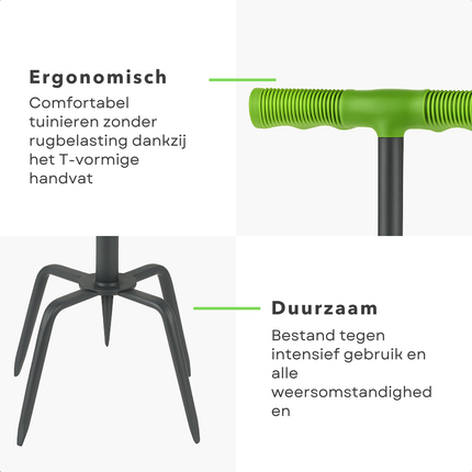 Cheqo® Tuinklauw Woelvork - Metaal - Tuinfrees - Onkruidsteker - Onkruidtrekker - Aarde Losmaken - Grond Beluchten - Kultiveren - Ergonomisch - Onkruid Wieden - Onkruidverwijderaar - Duurzaam en Efficiënt