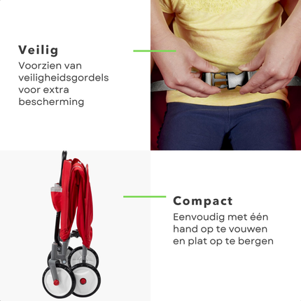 Cheqo® Opvouwbare Bolderkar - Bolderwagen - Rood - Opbergvak - Plat Opvouwbaar - Gemakkelijk Op Te Vouwen - 2 Bekerhouders - Transportkar - Eenvoudig Op Te Bergen - Strandkar