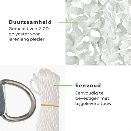 Cheqo® Schaduwdoek Camouflage - Driehoek - 360x360x360 cm - Wit - Waterdoorlatend en Windbestendig - Inclusief Scheerlijnenset - 210D Polyester - Draagzak inbegrepen - Schaduwnet - Schaduwdoeken - Zonwering - Luchtdoorlatend Schaduwdoek