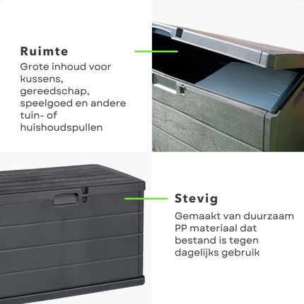 Cheqo® Kussenbox - Opbergbox Tuin - Tuinbox - Tuinkist - Opbergkist Tuin - Kussenkist - Opbergbox Buiten - Tuin Opbergbox - Opbergkist Buiten - Opbergbox met Deksel - Opbergkist met Deksel - Kussenbox Antraciet