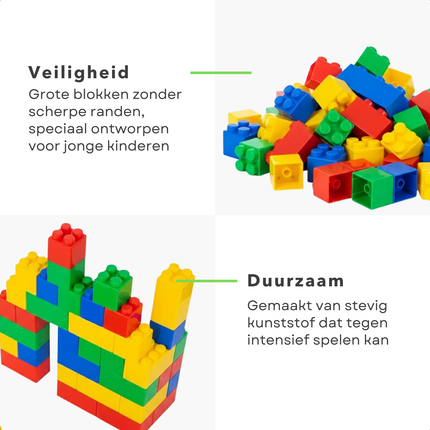 Cheqo® Xxl Bouwblokken - Grote Bouwblokken - Bouwblokken 1 Jaar - Bouwblokken Baby - Bouwblokken Peuter - Reuzen Bouwblokken - Stapelblokken - Grote Blokken Speelgoed - Bouwblokken Set - Gekleurde Bouwblokken