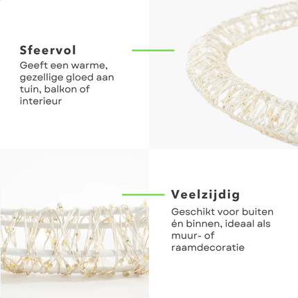 Cheqo® Kerstverlichting Cirkel - Warm Witte LED Lampjes - Ø36 cm Metaal - Spatwaterdicht IP44 - Timerfunctie Verlichting - Raamdecoratie Kerst - Tuinverlichting Cirkel - Buitenverlichting Wit - Hangende Cirkel Verlichting - 800 LED-Lampjes