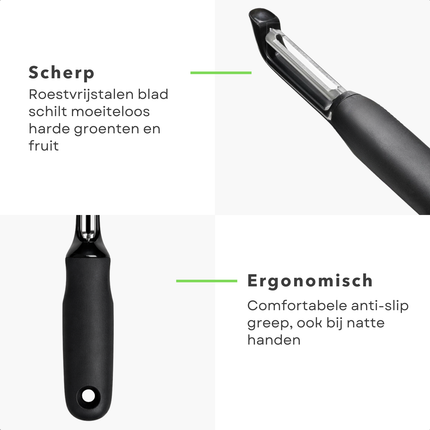 Cheqo® Dunschiller - Aardappelschiller - Groenteschiller - Fruitschiller - Schiller - Dunschiller met Beschermkap - Dunschiller met Aardappeloog - Linkshandige Dunschiller