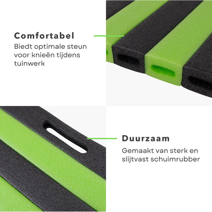 Cheqo® Kniemat Tuin -Knielkussen - Kniemat voor Klussen - Comfortabele Kniebescherming - Zwart/Groen - Tuinaccessoires