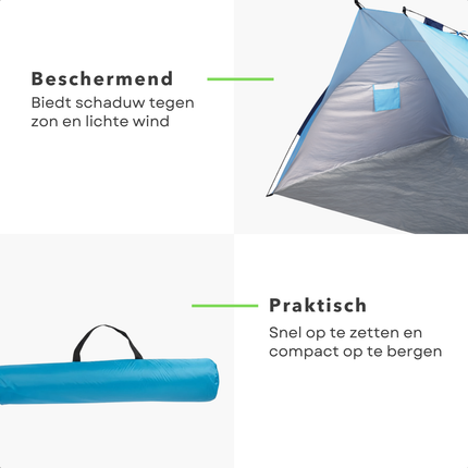 Cheqo® Strandtent - Beach Shelter - Beach Tent - Strand Shelter - Strandtenten - Pop Up Strandtent - Pop Up Beach Tent - Strandtent Pop Up - Strandtent 2 Persoons - Strandtent voor 2 Personen - Blauwe Strandtent