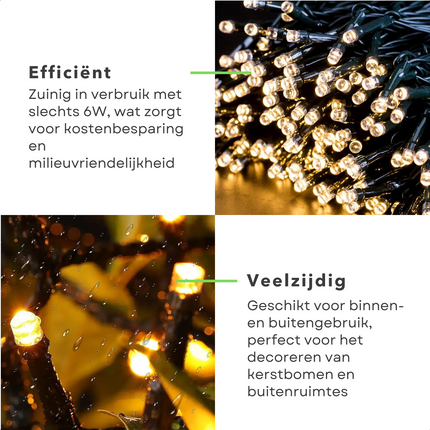 Cheqo® Kerstverlichting - Kerstboomverlichting - Kerstlampjes - Sfeerverlichting - LED Verlichting - Voor Binnen en Buiten - Tuinverlichting - Feestverlichting - Lichtsnoer- Microcluster - 1000 LED - 20M - Warm Wit - Timer - 8 Lichtfuncties Kerstboomverlichting