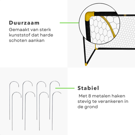 Cheqo® Opvouwbaar Voetbaldoel - Voetbal Training Doel - Voetbaldoel Voor Kinderen - Voetbaldoel Voor Volwassenen - Kunststof Voetbalgoal - Makkelijk Op Te Bergen - Verankerbaar Voetbaldoel - Groot Voetbalgoal