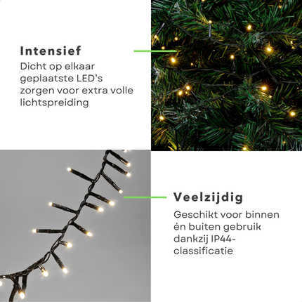 Cheqo® Clusterverlichting Warm Wit - 576 LED Lampjes - Lichtfuncties Met Geheugen - Energiezuinige LED's - Binnen En Buiten Gebruik - IP44 Beschermwaarde - Kerstboomverlichting - Kerstverlichting - Kerstlampjes