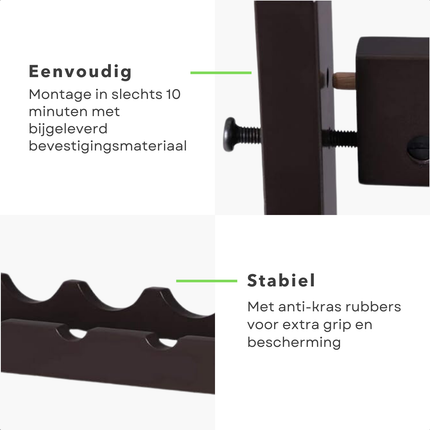 Cheqo® Wijnrek Bamboe - Flessenrek - Wijnflesrek - Wijnmeubel Voor 20 Flessen - Bruin Gelakt - Met Anti-Kras Rubbers