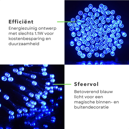 Cheqo® Kerstverlichting - Kerstboomverlichting - Kerstlampjes - Sfeerverlichting - LED Verlichting - Voor Binnen en Buiten - Tuinverlichting - Feestverlichting - Lichtsnoer - 80 LED's - 6M - Blauw - Timer - 8 Lichtfuncties - Geheugen Kerstboomverlichting