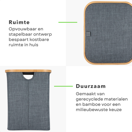 Cheqo® Wasmand - Wasmand met Deksel - Opvouwbare Wasmand - Wasmand met Klep - Blauwe Wasmand - Wasmand Badkamer - Wasmand Slaapkamer - Wasmand Wasruimte - Wasmand voor Wasgoed - Wasmand voor Handdoeken - Wasmand voor Beddengoed