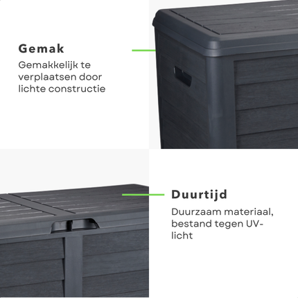 Cheqo® Kussen Opbergbox - Kussenbox - Tuinkussenbox - Tuinkussen Box - Weerbestendig & Verrijdbaar - Opbergbox Tuin voor Buiten - 420 L - Antraciet