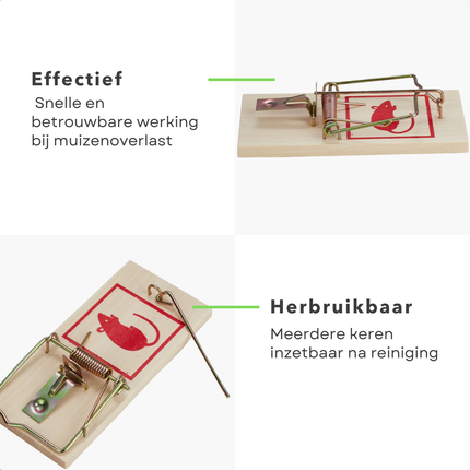 Cheqo® Muizenval - Muizenvallen - Muizenklem - Muizenklemmen - Muizenval Binnen - Muizenval Buiten - Muizenvallen Binnen - Muizenvallen Buiten - Muizen Bestrijden - Mouse Trap - Muizenval Set - Muizenvallen Set