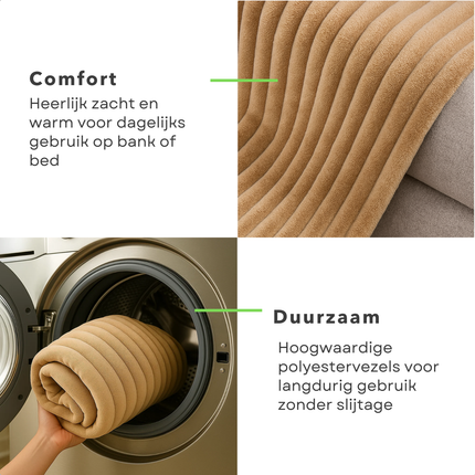 Cheqo® Fleece Deken - 150x200 cm - Dekentje - Taupe Kleur - 100% Polyester - Wasbaar Op 30 Graden - Fleece Plaid